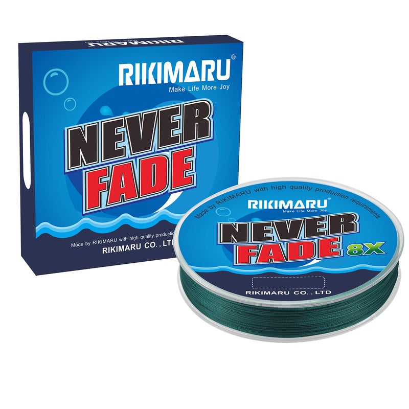 Rikimaru Never Fade 8X خط صيد مجدول 10-80LB 150-600Yds (300yds-Moss Green، 50LB-0.35mm (8 فروع)) - Image 1
